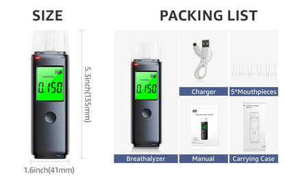 ZW Breathalyzer Rechargeable | Professional-Grade Accuracy | Portable Breath Alcohol Tester for Personal & Professional Use Pro Ai-TechWorld 