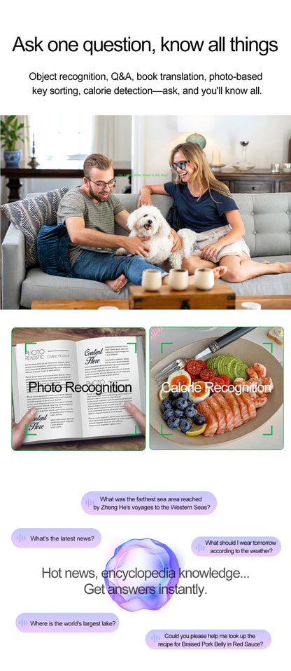 2026 New 4K HD AI Smart Glasses Men 800W Pixel Camera Bluetooth Call 4GB WIFI Transmission Voice Assistant Smart Glasses Women Ai-TechWorld 