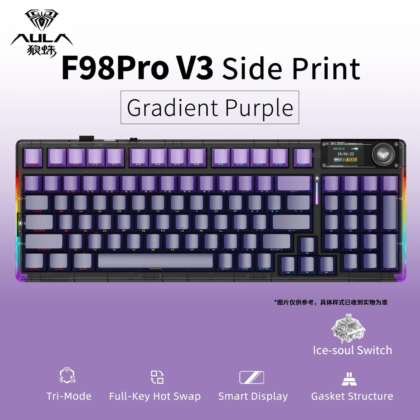 AULA F98 Pro V3 Mechanical Keyboard Custom RGB Backlight Wireless Bluetooth Gaming Keyboard With Screen and Knob Ai-TechWorld   ai-techworld