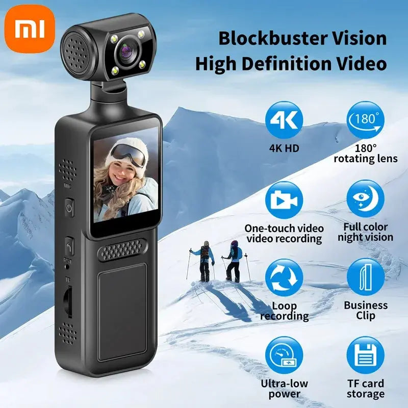 Xiaomi 8K HD Handheld Pocket Camera 180 ° Rotating Mini Portable Camera Wearable Night Vision Outdoor Sports Camera 2025 New Ai-TechWorld 