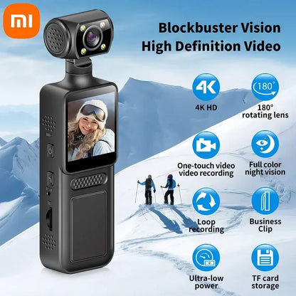 Xiaomi 8K HD Handheld Pocket Camera 180 ° Rotating Mini Portable Camera Wearable Night Vision Outdoor Sports Camera 2025 New Ai-TechWorld 