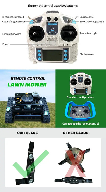 Remote Control Lawn Mower Crawler 7.5HP Tracked Radio Controlled - Ai-TechWorld