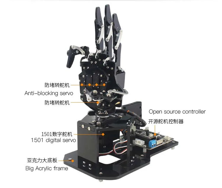 STEM For Arduino STM32 Bionic Robot Palm Hand Manipulator Open Source Code 5 Hands Educational Kit with Ps2/Somatosensory Gloves Ai-TechWorld 