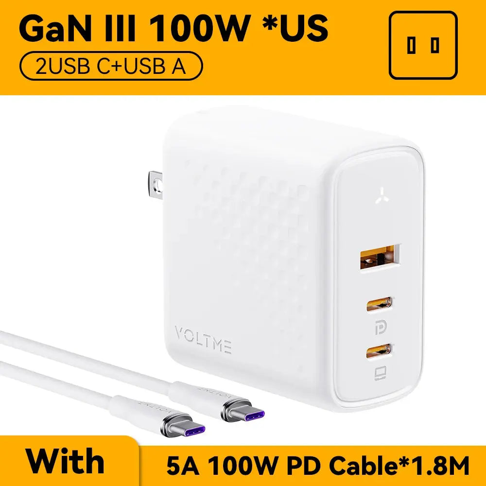 VOLTME 100W GaN Charger For Macbook Tablet USB Type C Charger Fast Charging Charger For iPhone 15 14 13 12 Quick Charge 4.0 3.0 Ai-TechWorld 