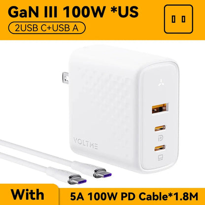VOLTME 100W GaN Charger For Macbook Tablet USB Type C Charger Fast Charging Charger For iPhone 15 14 13 12 Quick Charge 4.0 3.0 Ai-TechWorld 