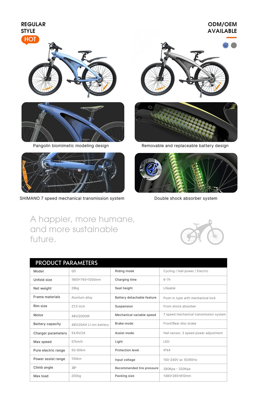 HX Q5 E bike 2000W Adults Electric Bike 2000W 48V 20AH 27.5 Inch  Electric Bicycle City E Bikes Mountain e bikes Ai-TechWorld 