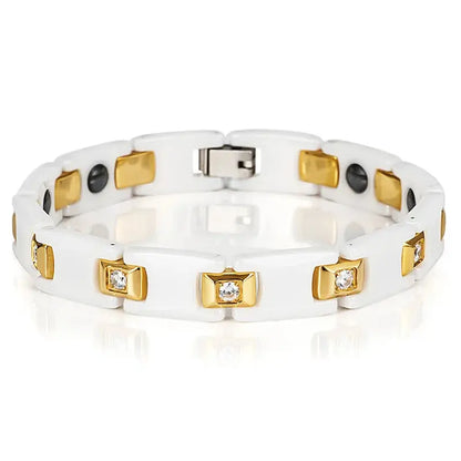 Titanium Steel Ceramic Energy Bracelet Stainless Steel Zirconia Couple Ceramic Bracelet Ai-TechWorld 