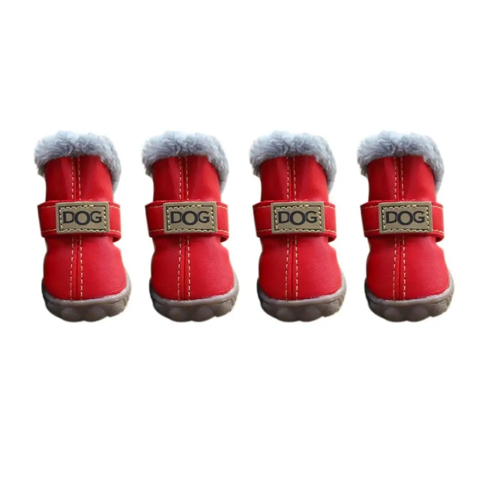 Dog Rainshoes Warm Pet Snow Boots Waterproof Soft Winter Pet Dog Shoes Plush/PU Non Slip for 4Pcs/Set Chihuahua Ai-TechWorld 