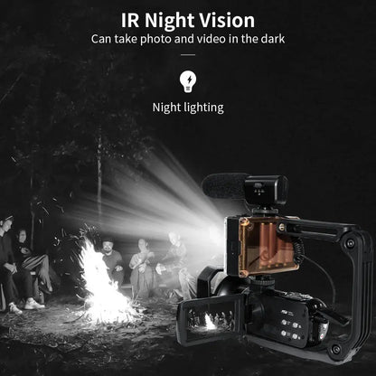 4K Ultra HD Digital Camera 3.0 Inci 48MP 18X Zoom Wifi Camcorder with Windproof Microphone Fill Light Video Vlogging For YouTube Ai-TechWorld 