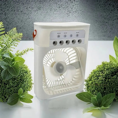Mini USB Water Mist Fan Portable Air Cooler Humidifier 3 in 1 Air Conditioning Fan 7-Color LED Night Light Office Home Fan Ai-TechWorld 