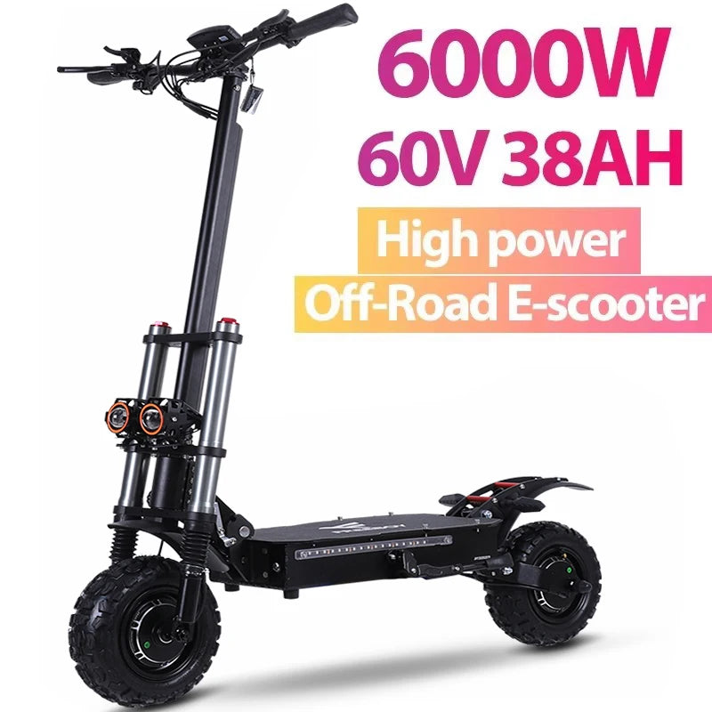 6000W High Power Adult Electric Scooter  Off-Road Commute Foldable 60V 38Ah Large Battery 60 Miles Range 50 Mph Fast E-Scooter Ai-TechWorld 