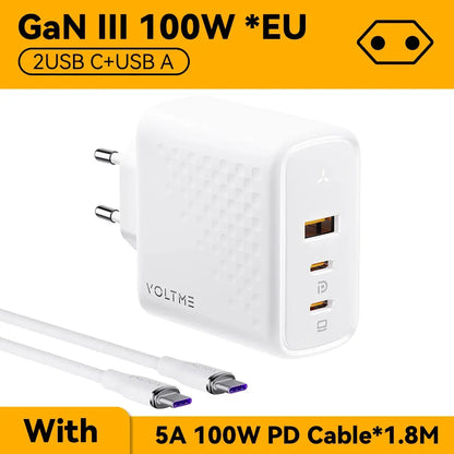 VOLTME 100W GaN Charger For Macbook Tablet USB Type C Charger Fast Charging Charger For iPhone 15 14 13 12 Quick Charge 4.0 3.0 Ai-TechWorld 