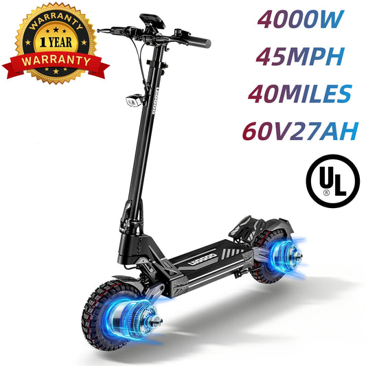 EOEOTWO K2MAX Electric Scooter 45Mph 4000W Peak Dual Motor 40Mile Range EScooter Adults Dual Suspension Fast Charging Scooter Ai-TechWorld 