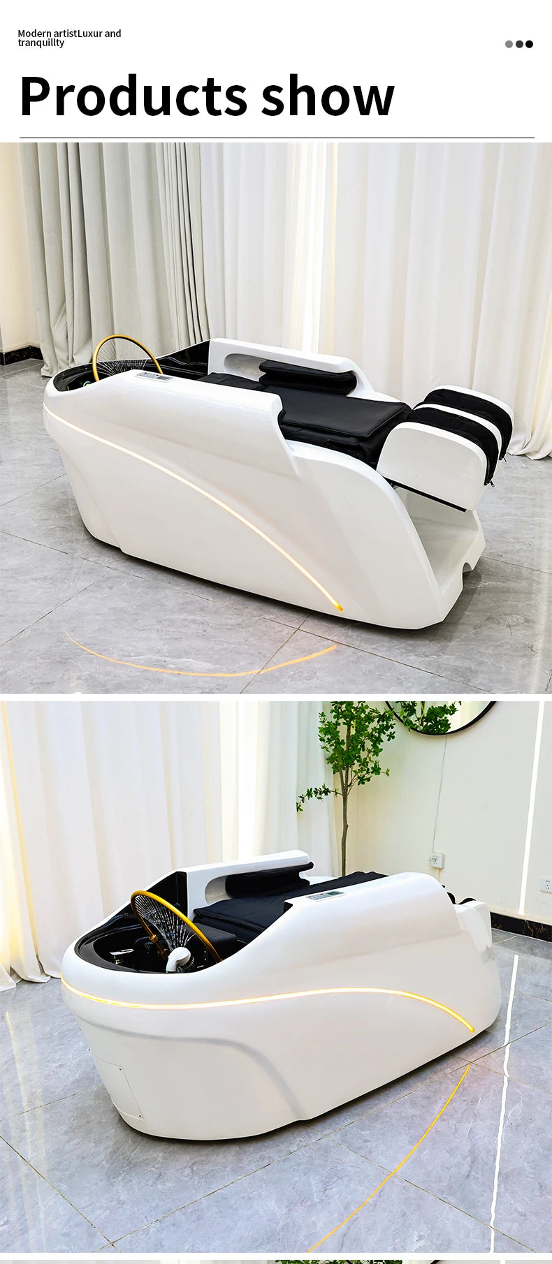 Salon Head Spa Synthetic Leather Head Therapy Beds Automatic Massage Shampoo Bed Ai-TechWorld 