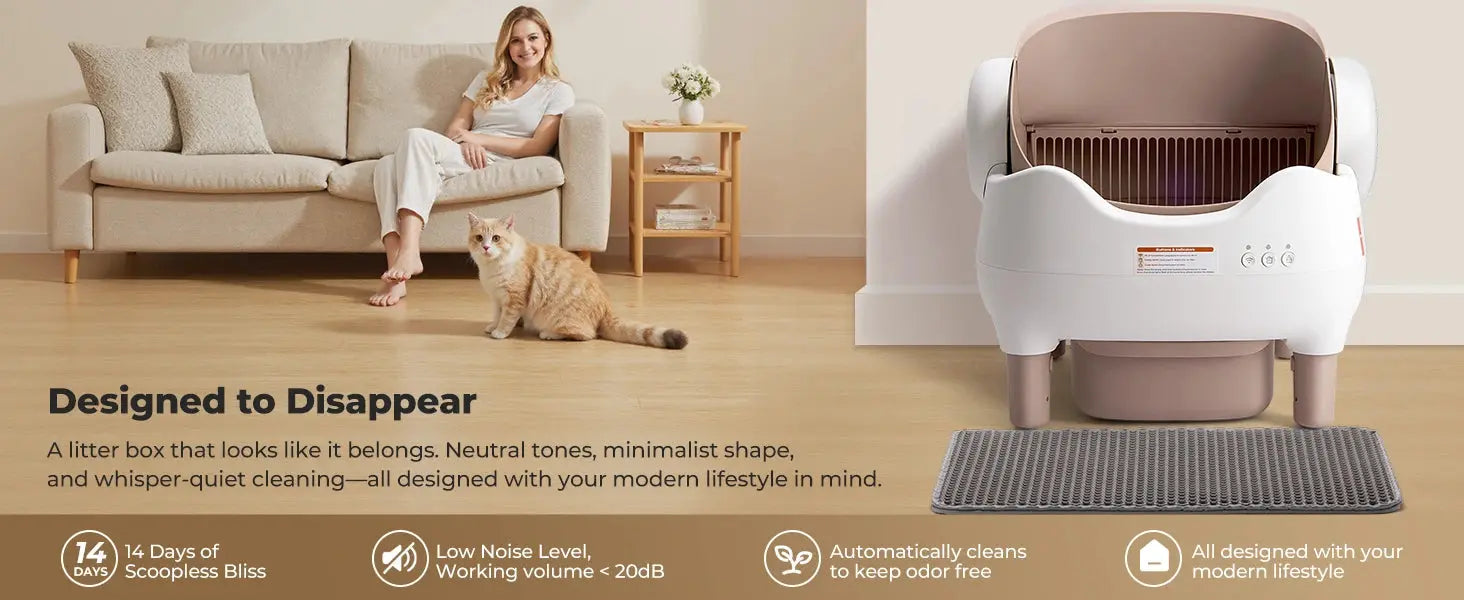 Self Cleaning Litter Box, Automatic Cat Litter Box with APP Control, Odor-Free  Large Waste Bin, Open-Top for Multi Cats Ai-TechWorld 