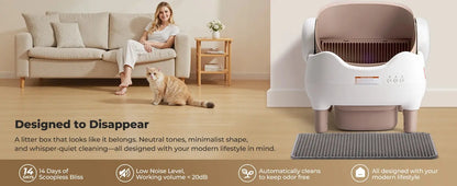 Self Cleaning Litter Box, Automatic Cat Litter Box with APP Control, Odor-Free  Large Waste Bin, Open-Top for Multi Cats Ai-TechWorld 