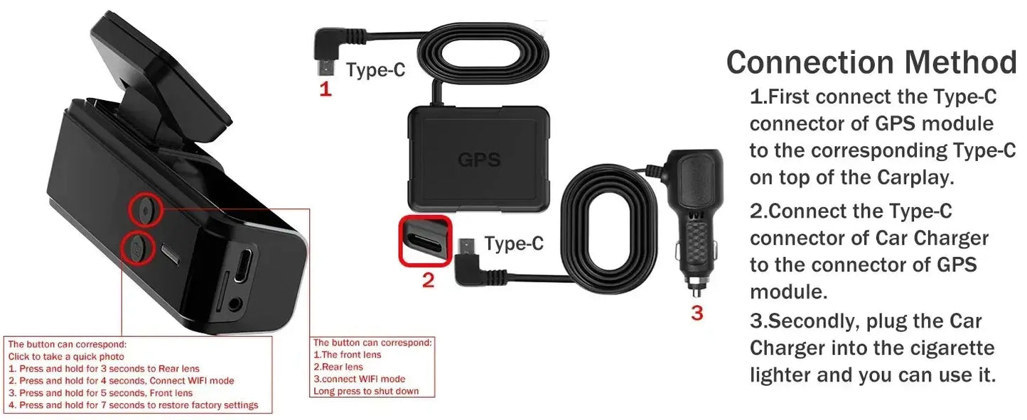 QOZ 4K UHD Dash Cam WIFI GPS Car DVR Front and Rear Dual Lens Auto Car Drive Recorder Night Vision G-Sensor 24H Parking Monitor Ai-TechWorld 