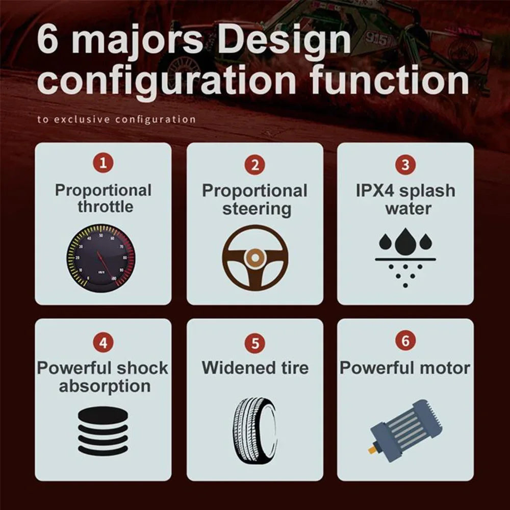 WLtoys 1:16 Scale Large RC Car 50km/h High Speed 4WD Children Toy for Boys Remote Control Car 2.4G Off Road Monster Truck RC Toy Ai-TechWorld 