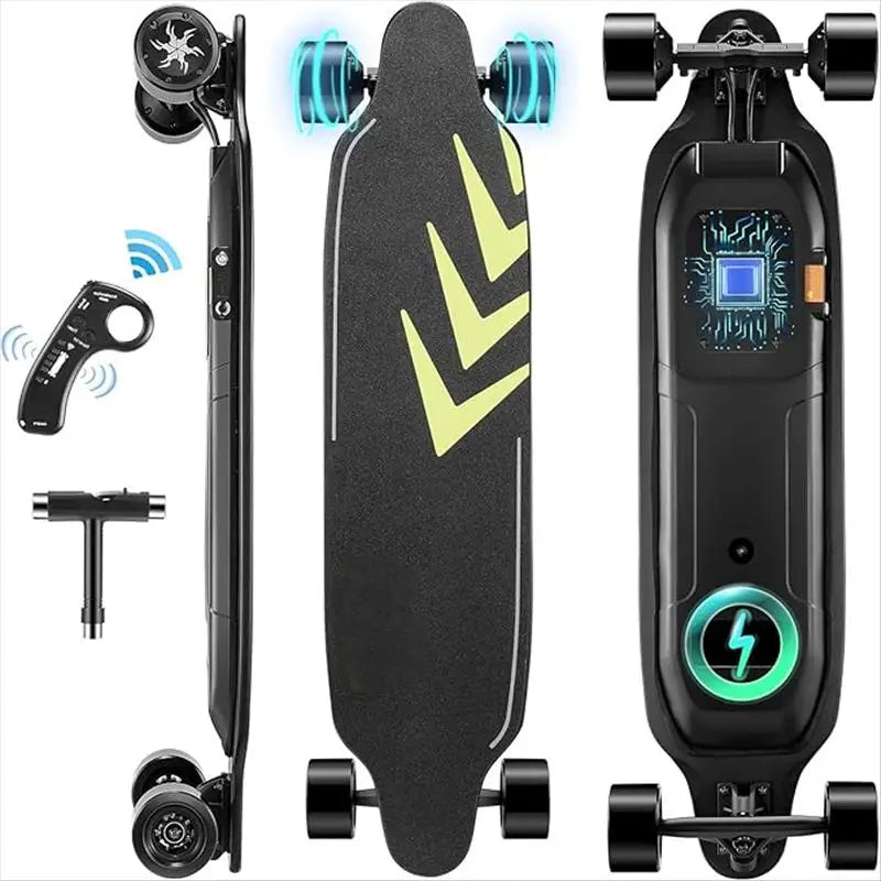 Caroma 38" Electric Skateboard with Remote Control, 1200W Brushless Motor, 28 MPH Top Speed, 300 lbs Max Load, Safety Glow Paper Ai-TechWorld 
