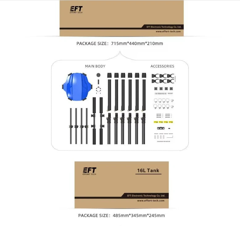 EFT E616P Heavy-Duty Agricultural Spraying Drone Frame - High Payload Multicopter for Crop Spraying & Precision Farming Ai-TechWorld 