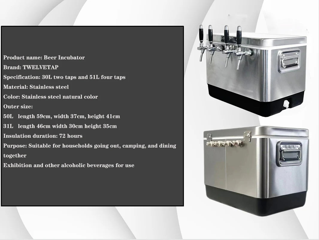 TWELVETAP Jockey Box  Craft Beer Cooling Box Homebrew Portable Bar Stainless Steel Housing Coils Material Outdoor Refrigeration Ai-TechWorld 