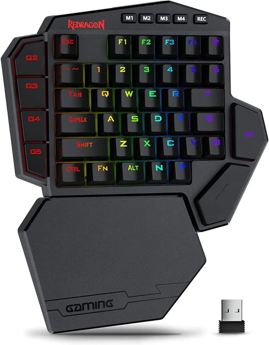 Redragon K585 PRO Wireless One-Handed Mechanical Keyboard 42 Keys 3-Mode RGB 7 Onboard Macro Keys Detachable Wrist Support Ai-TechWorld   ai-techworld