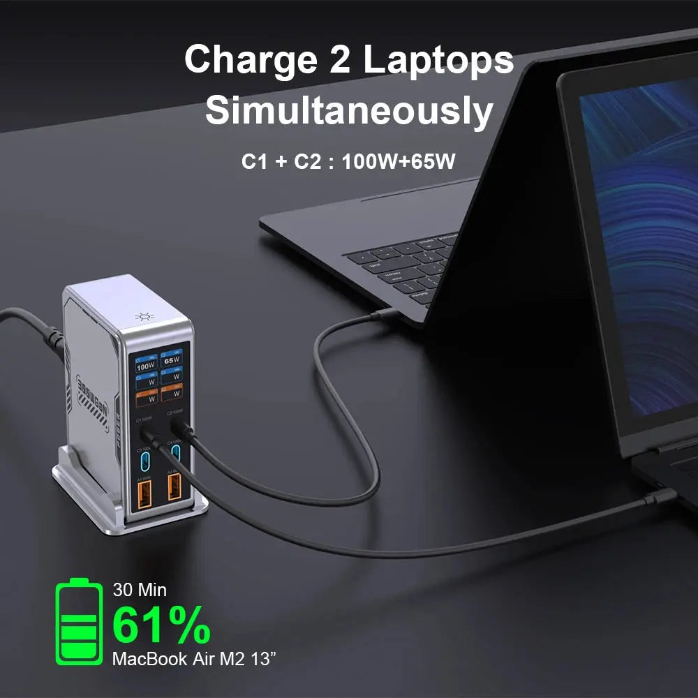 Ubigbuy 300W GaN Charger PPS PD 100W USB Type C 6-Port Digital Display Desktop Fast Charging Station for MacBook iPhone Samsung Ai-TechWorld 