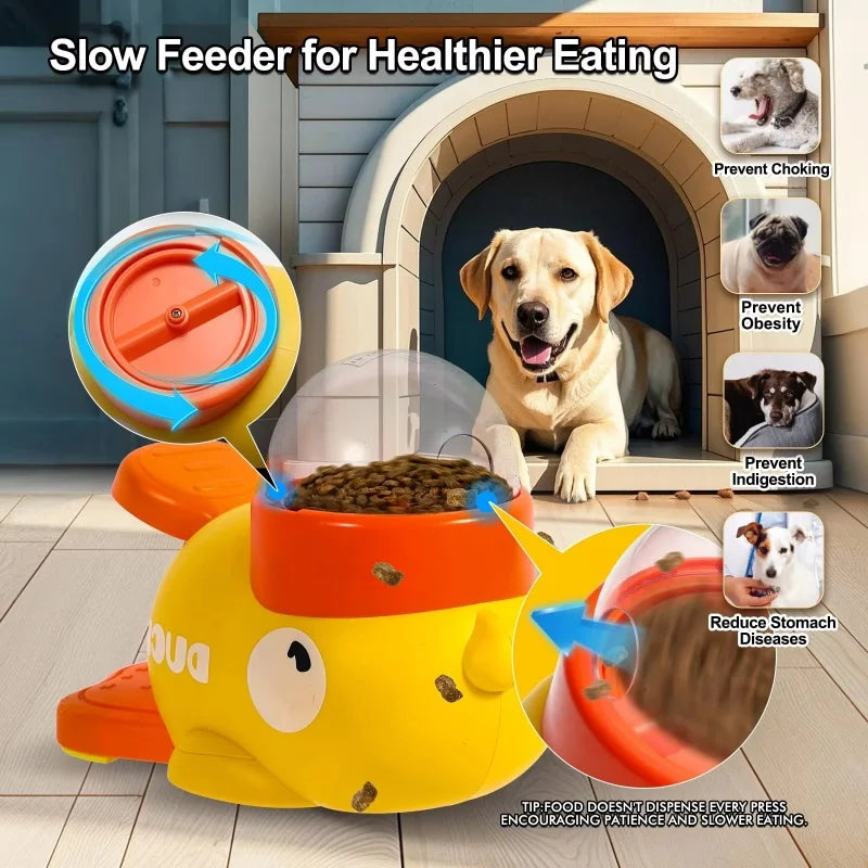 2-in-1 Interactive Dog Toy Pet Automatic Food Treat Dispenser Cartoon Duck Design Slow Food Pet Snack Feeder for Dog Training Ai-TechWorld 