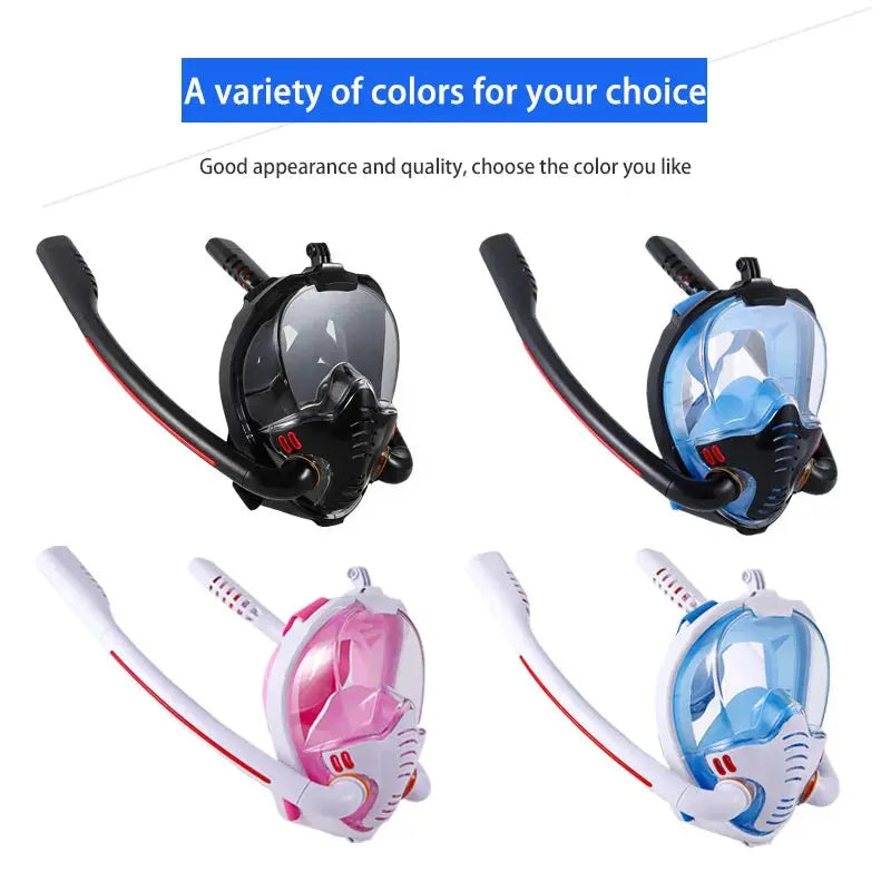 Snorkeling Mask Double Tube Silicone Full Dry Diving Mask Adult Swimming Mask Diving Goggles Self Contained Underwater Breathing Ai-TechWorld 