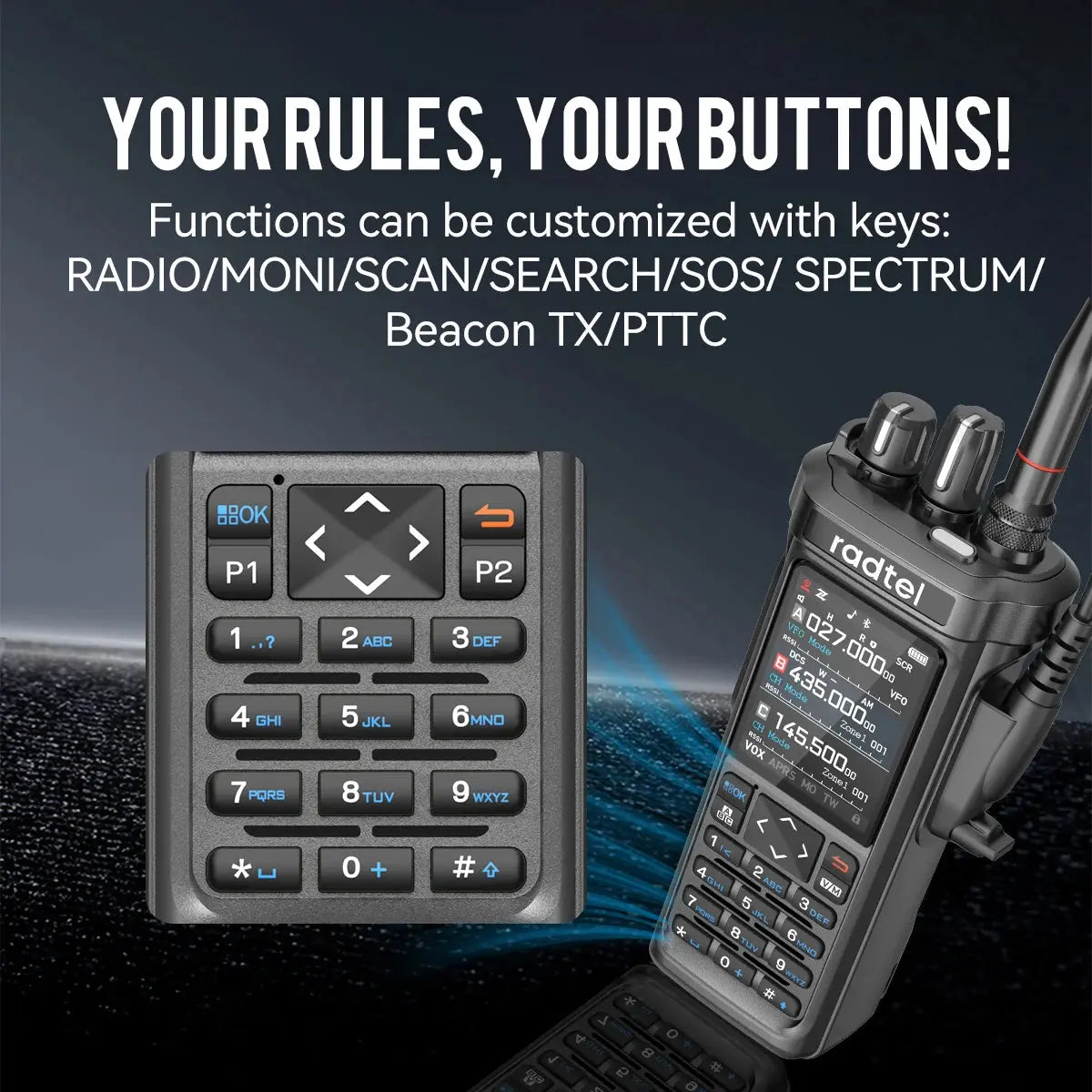 Radtel RT-950 PRO Bluetooth GPS APRS Programmable RGB Screen Frequency FM/SSB+71cm Dual-band 86mhz Ham Handtalkie W/ APP Ai-TechWorld 