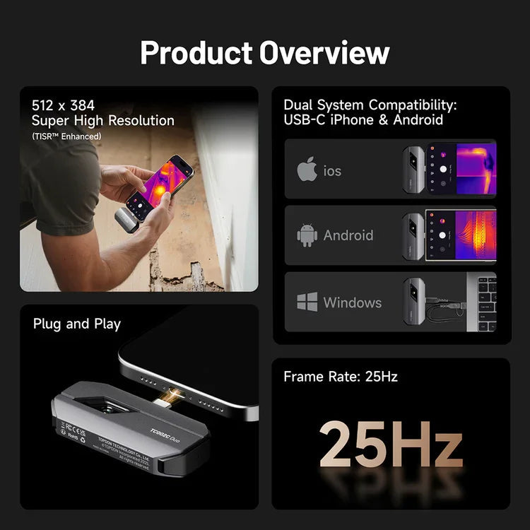 TOPDON NEW TC002C DUO iOS & Android & Windows Thermography Measurement Smartphone car Infrared Thermal Imager Imaging Cam Ai-TechWorld   ai-techworld