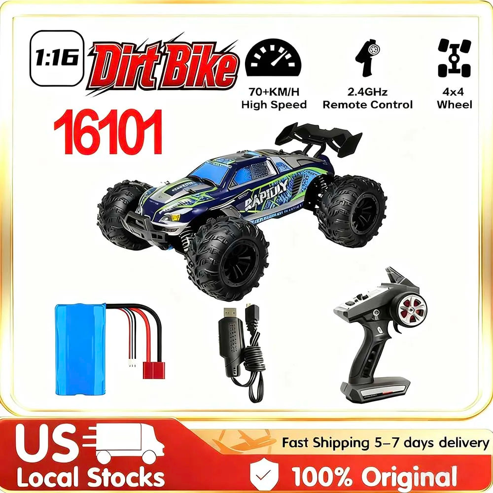 1:16 4WD 70+KM/H High Speed RC Car with Box All Terrain Application 2.4G Remote Control Car with LED Dirt Bike Toys for Children Ai-TechWorld 