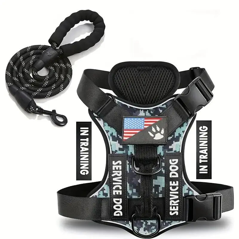 Dog Harness And Leash Set, Escape Proof No Pull Dog Vest Harness With Reflective Dog Walking Traction Rope Ai-TechWorld 
