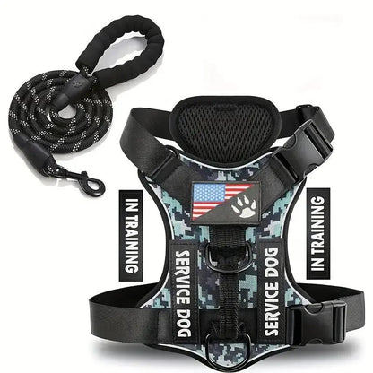 Dog Harness And Leash Set, Escape Proof No Pull Dog Vest Harness With Reflective Dog Walking Traction Rope Ai-TechWorld 