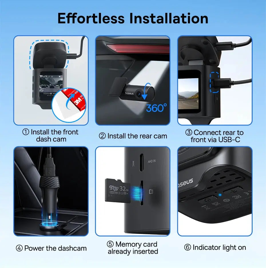 Baseus 3K Dash Cam VD1 Front and Rear Cam HD Built-in GPS Galileo Supercapacitor Car DVR Car Camera Recorder Support 24H Parking Ai-TechWorld 