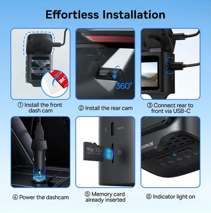 Baseus 3K Dash Cam VD1 Front and Rear Cam HD Built-in GPS Galileo Supercapacitor Car DVR Car Camera Recorder Support 24H Parking Ai-TechWorld 