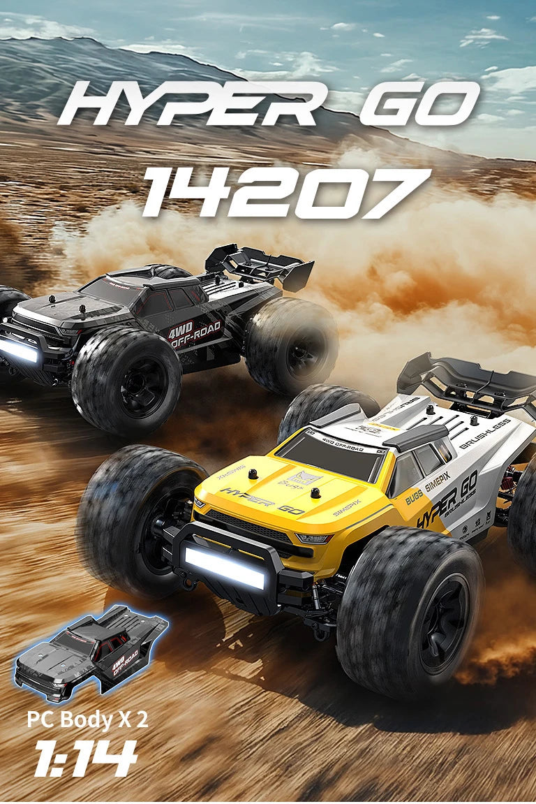 HYPER GO MJX 14207 14208 1/14 RC Car 41-53km/h Brushless 2.4G Remote Control 4WD Off-road High Speed RC Car Truck Hobby Toy Ai-TechWorld 