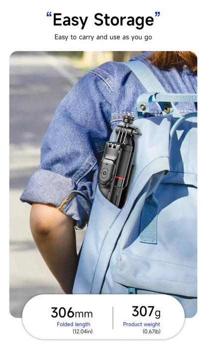 MEUYAG Selfie Stick Tripod with 1708mm Long Monopod Fill Light, Bluetooth Remote, 360° Rotation, 1/4 Interface, for mobile phone Ai-TechWorld 