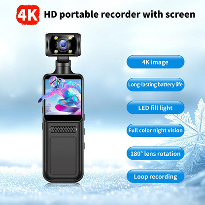4K HD Handheld Pocket Camera 180 ° Rotating Mini Portable Camera Wearable Night Vision Outdoor Sports Camera 2025 New Ai-TechWorld 