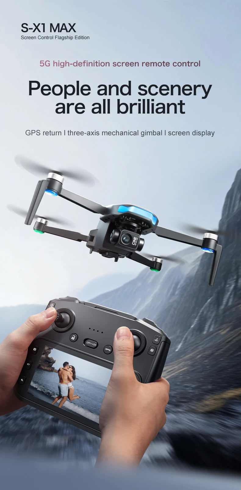 2025 New S-X1 Drone With 8K HD Camera 3-Axis Gimbal 5G GPS Anti-Shake Brushless Quadcopter For Aerial Photography And Video Gift Ai-TechWorld 