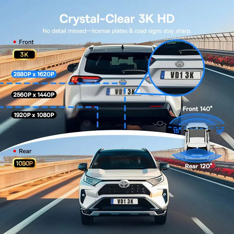 Baseus 3K Dash Cam VD1 Front and Rear Cam HD Built-in GPS Galileo Supercapacitor Car DVR Car Camera Recorder Support 24H Parking Ai-TechWorld 