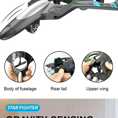 2.4G remote control fighter electric foam glider stunt tumbling UAV hovering helicopter with LED colorful lights aircraft model Ai-TechWorld 