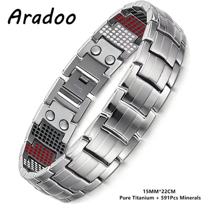 ARADOO Premium Copper Bracelet for Men with Strength 5000 Gauss Magnets Titanium Steel Wristband Jewelry Gifts Ai-TechWorld 