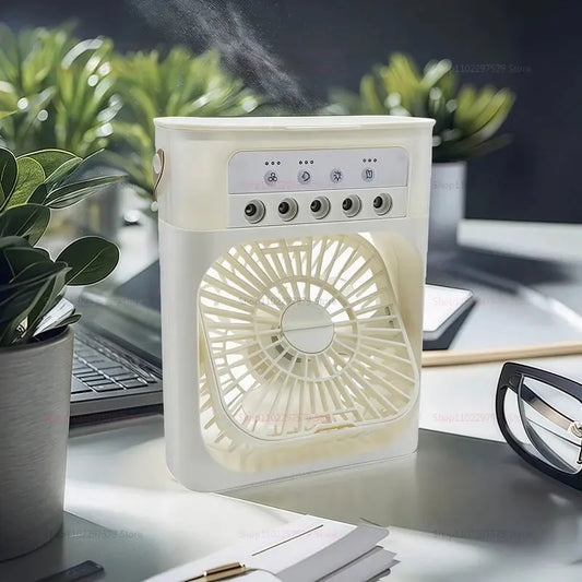 Mini USB Water Mist Fan Portable Air Cooler Humidifier 3 in 1 Air Conditioning Fan 7-Color LED Night Light Office Home Fan Ai-TechWorld 