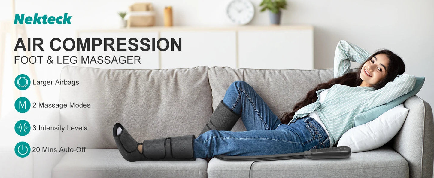 Nekteck Leg Massager Air Compression Calf Wraps Air Pressure Massage for Blood Circulation and Relaxation Lymphatic Drainage Ai-TechWorld 