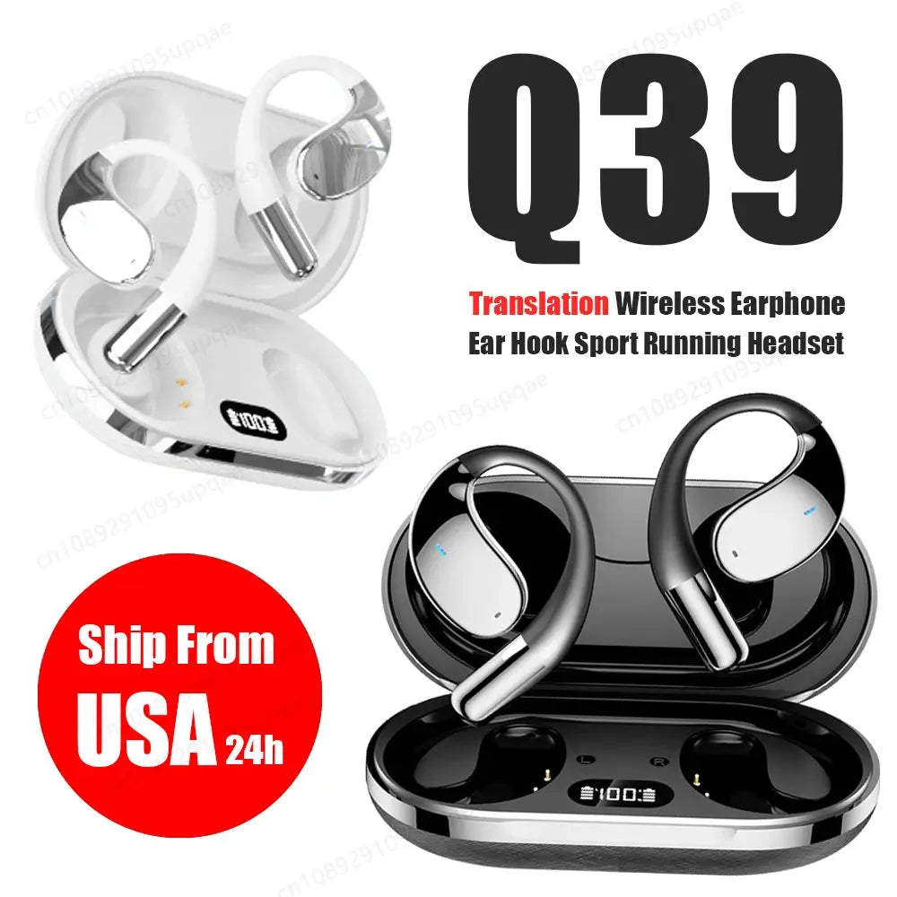 MZYMI Q39 AI Translation Wireless Earphone TWS Ear Hook Sport Running Bluetooth Headset ENC Noise Cancelling Headphone With Mic Ai-TechWorld 