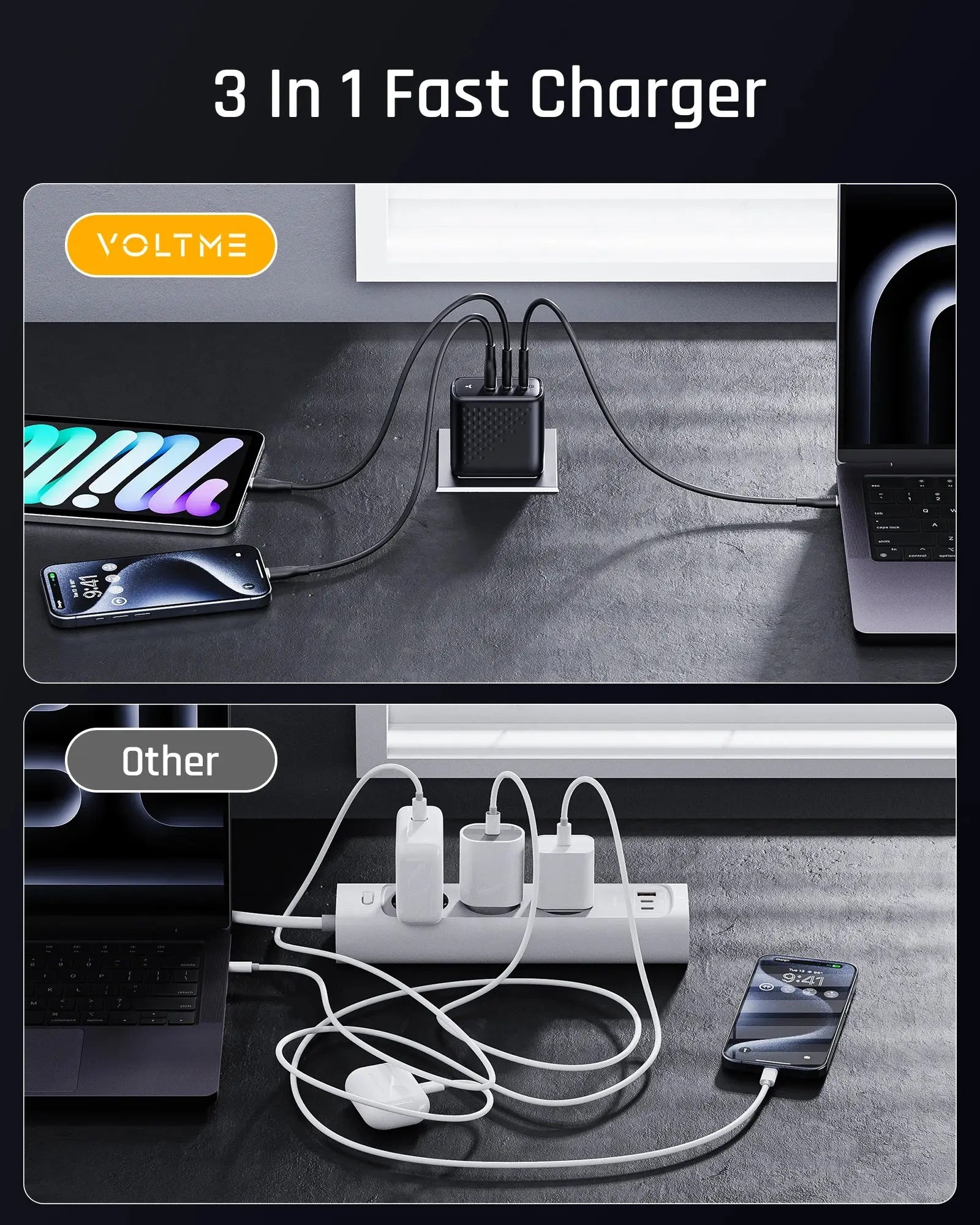 VOLTME 100W GaN Charger For Macbook Tablet USB Type C Charger Fast Charging Charger For iPhone 15 14 13 12 Quick Charge 4.0 3.0 Ai-TechWorld 