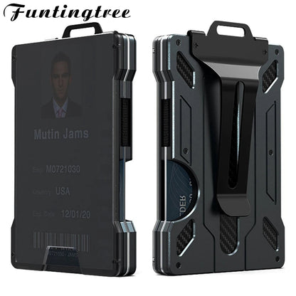 Wallet for Men Slim Aluminum Metal Money Clip with 1 Clear Window ID Badge Holder RFID Blocking Holds Up 15 Cards with Cash Clip Ai-TechWorld 
