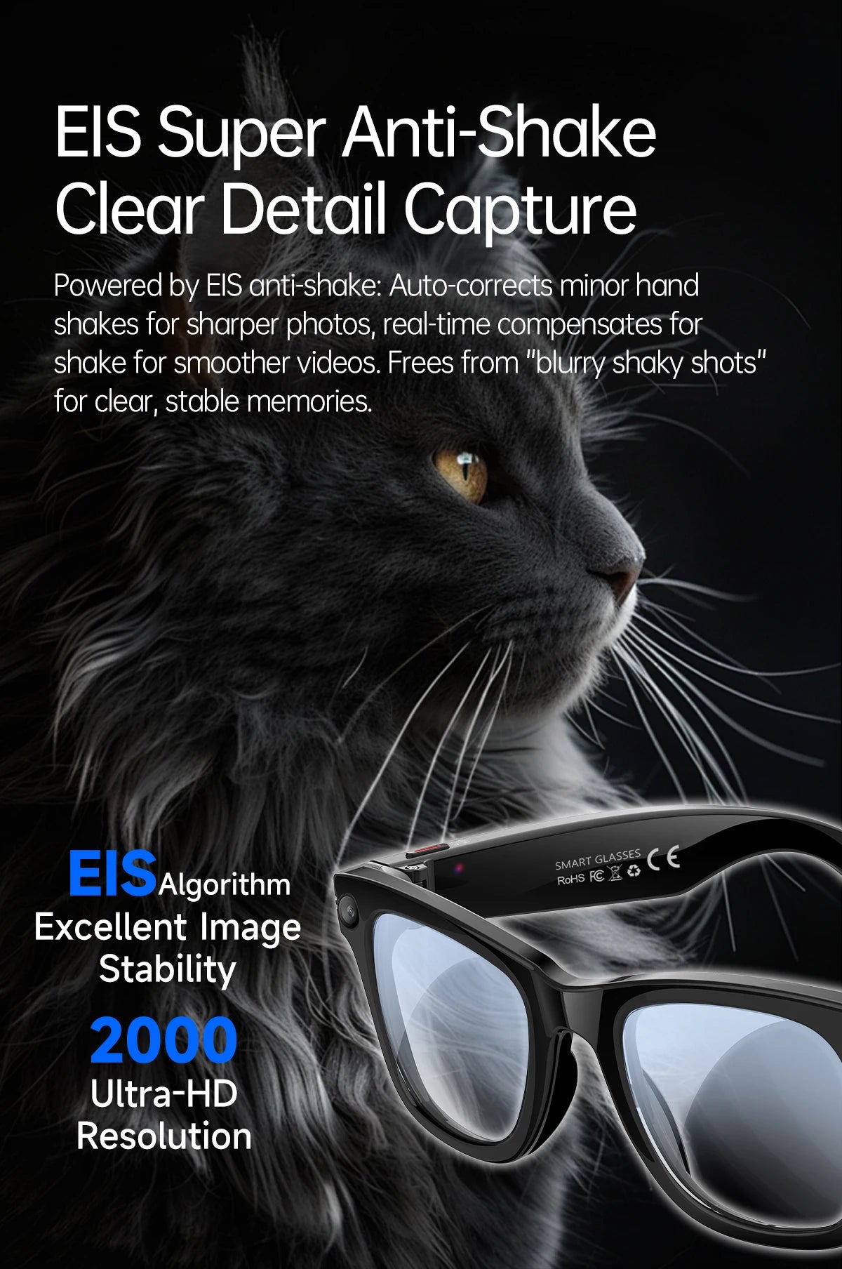 AI Smart Glasses 5 Million Pixels Recording Videos Photo Recognition Answer Translation 290mAh IP66 Waterproof Bluetooth Glasses Ai-TechWorld 