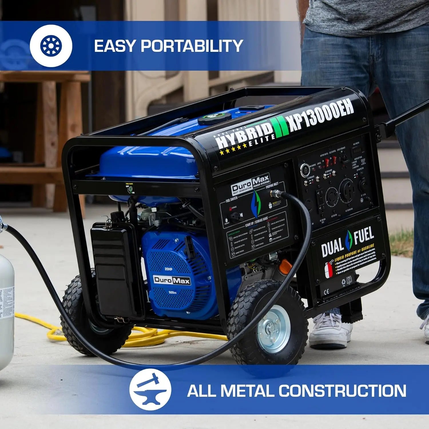High-quality13,000-Watt Dual Fuel Portable Generator - Gas & Propane, Electric Start, Whole Home Backup Power, Transfer Switch Ai-TechWorld 